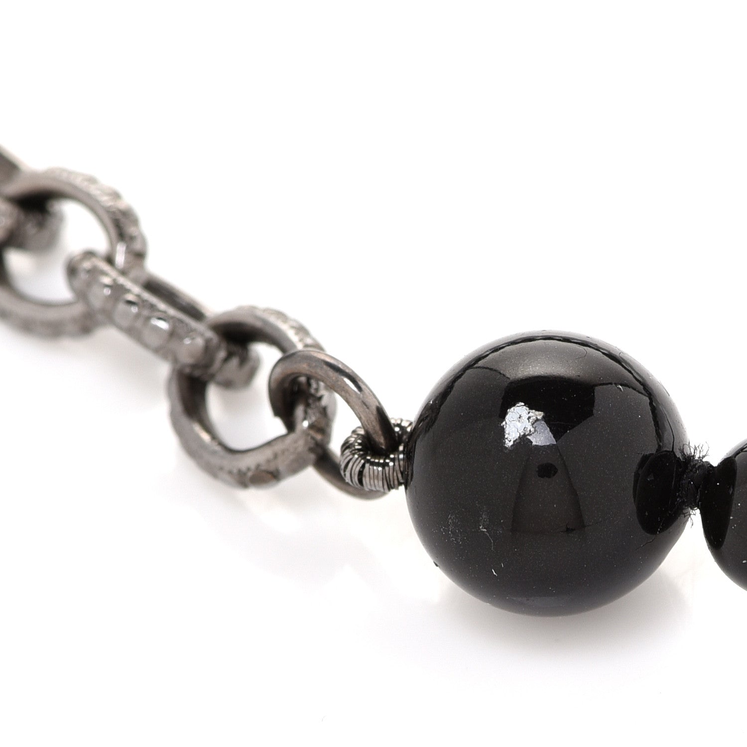 Chanel Glass Bead CC Map Short Necklace Ruthenium Black 7 of 8