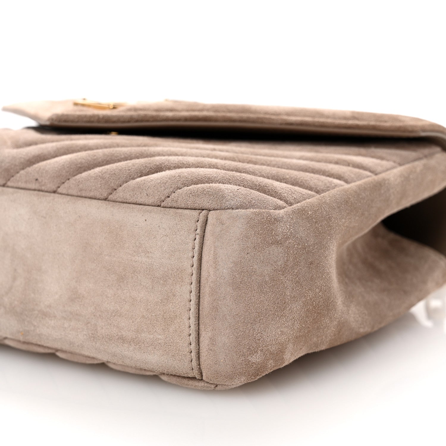 Saint Laurent Suede Matelasse Chevron Monogram Medium College Bag Taupe 11 of 11
