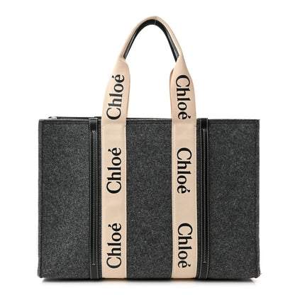 Chloe Felt Large Woody Ribbon Tote Cashmere Grey 1 of 10