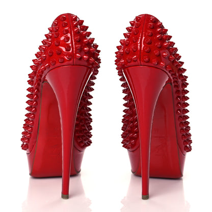 Christian Louboutin Patent Lady Peep Spikes VIP 150 Pumps 41 Red 5 of 10