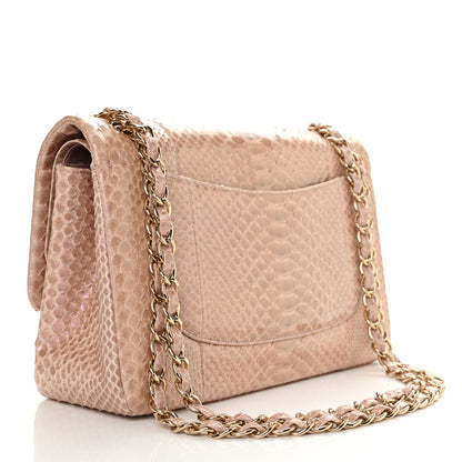Chanel Metallic Snakeskin Jumbo Double Flap Pink 3 of 10