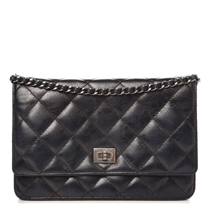 Chanel Aged Calfskin Reissue Wallet On Chain WOC Black 1 of 12