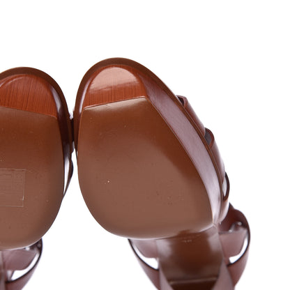 Saint Laurent Calfskin Tribute 75 Platform Sandals 38 Amber 11 of 13