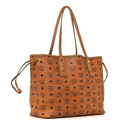 MCM Visetos Medium Liz Reversible Shopper Tote Cognac 4 of 20