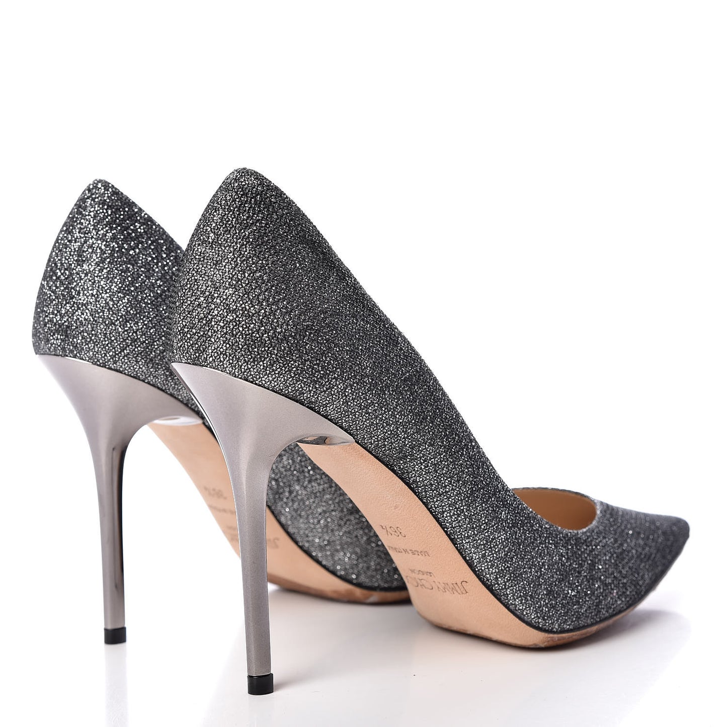 Glitter Pointy Toe Romy 100 Pumps 36.5 Anthracite