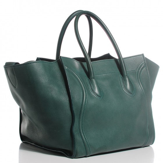 Celine Calfskin Medium Phantom Luggage Emerald Green 3 of 20