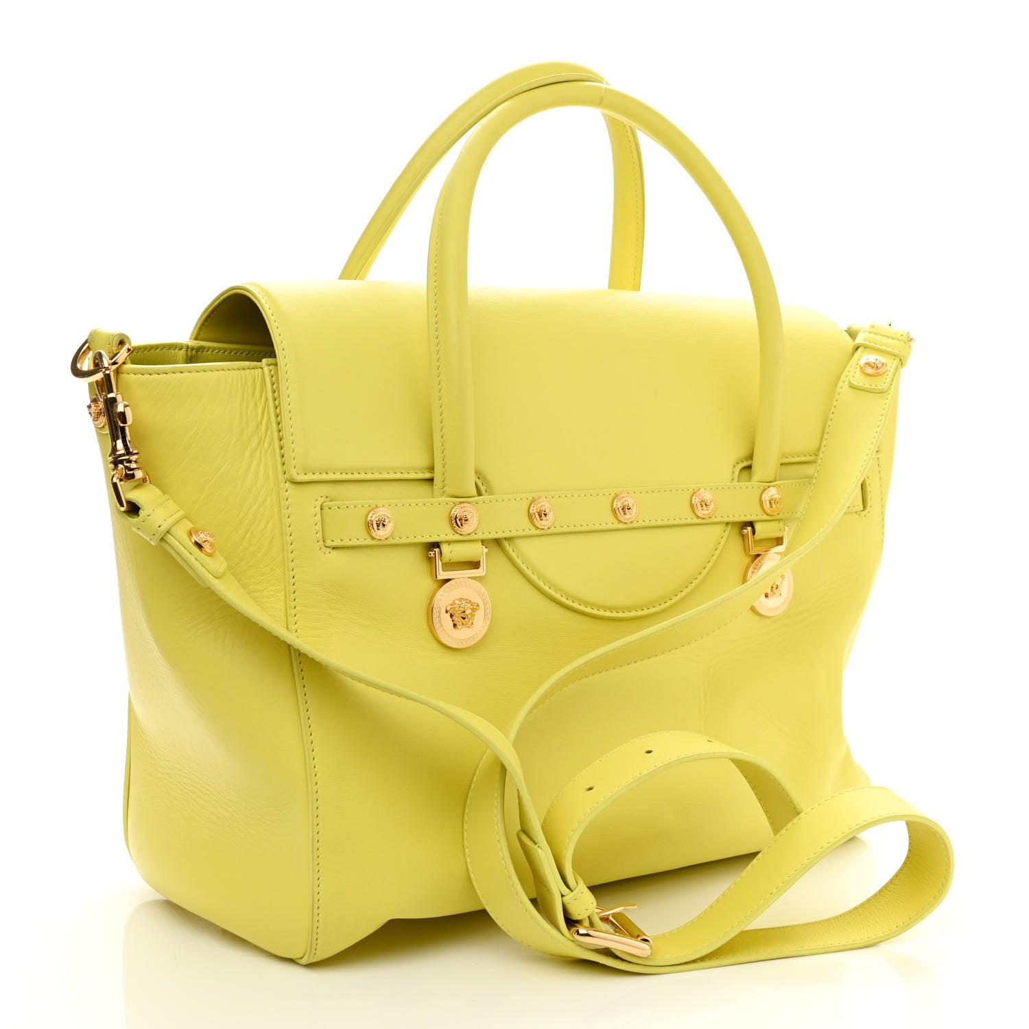 Versace Vitello Calfskin Large Signature Tote Yellow 3 of 12