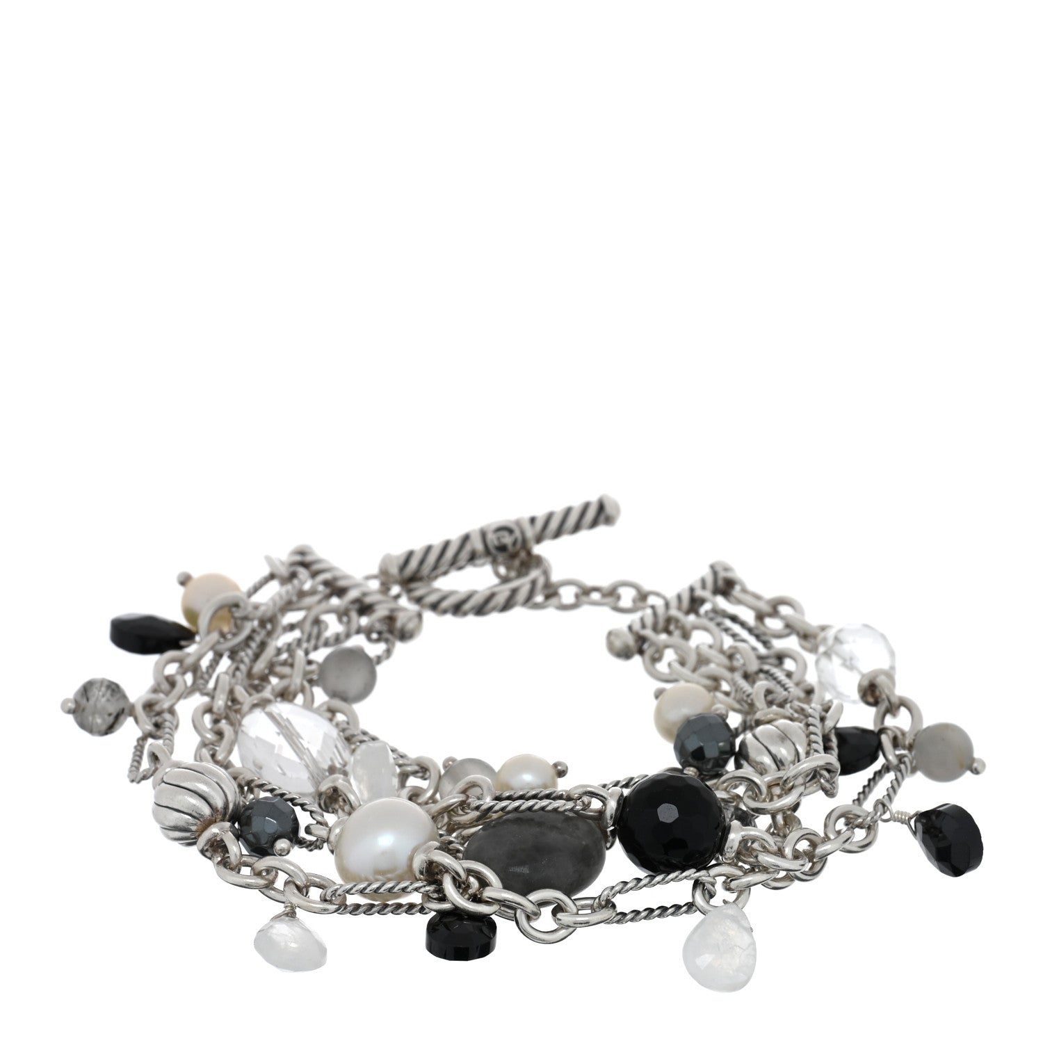 David Yurman Sterling Silver Multi Gemstone Multi Strand Bracelet 1 of 3