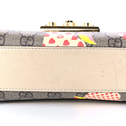 Gucci GG Supreme Monogram Les Pommes Small Padlock Shoulder Bag Beige Ebony Multicolor Pink 12 of 13