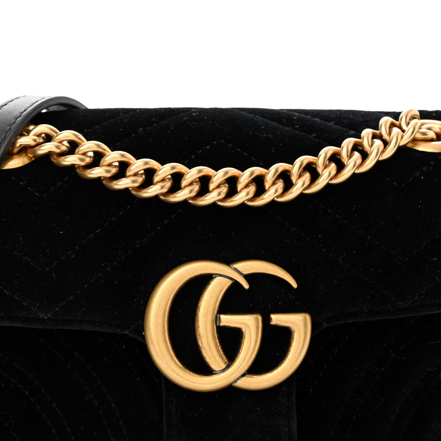 Gucci Velvet Matelasse Mini GG Marmont Shoulder Bag Black 8 of 10