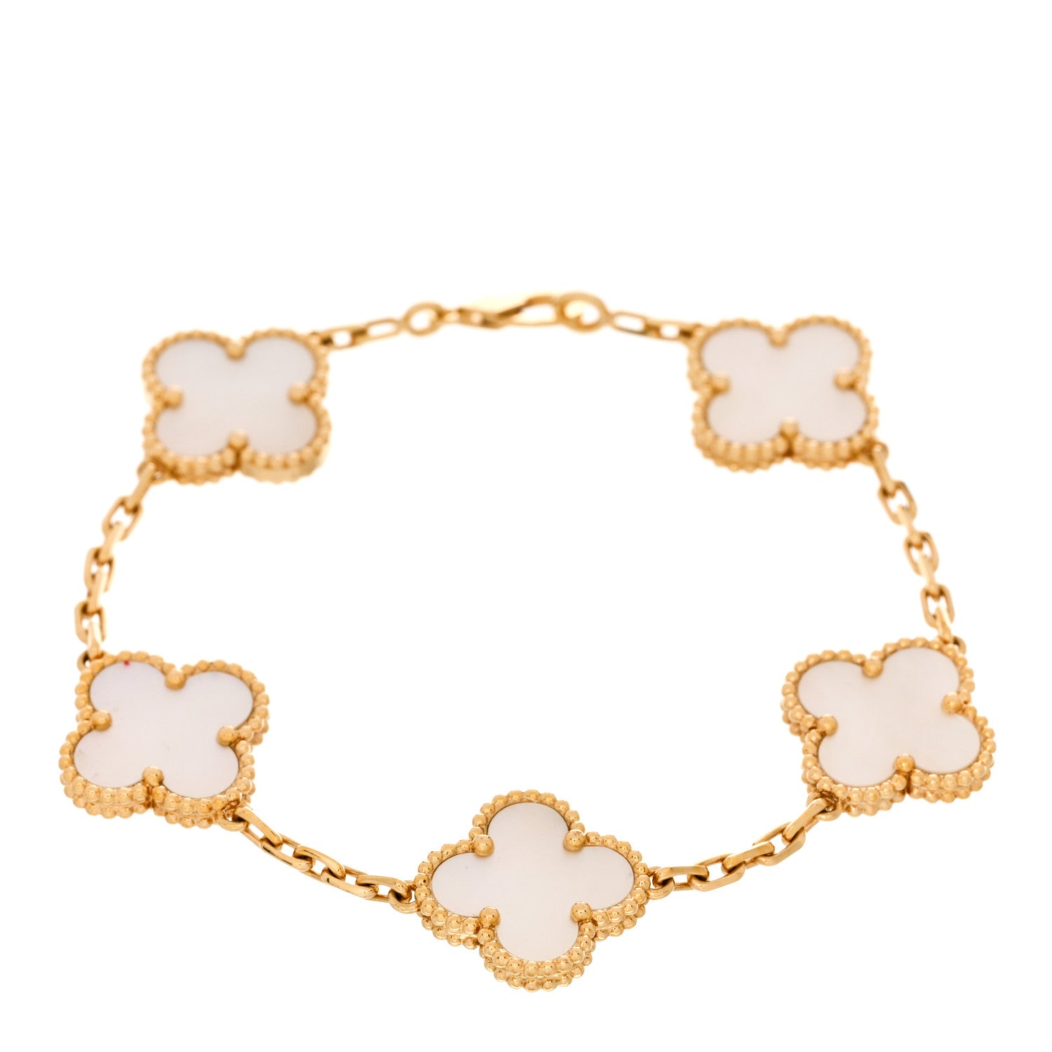 Van Cleef & Arpels 18K Yellow Gold Mother of Pearl 5 Motifs Vintage Alhambra Bracelet 1 of 5