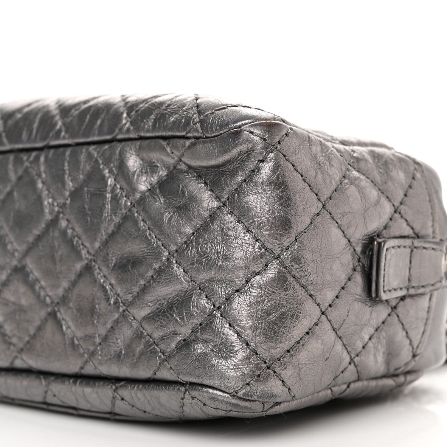 Chanel Metallic Aged Calfskin Quilted Small Reissue Camera Case Dark Silver 10 of 14