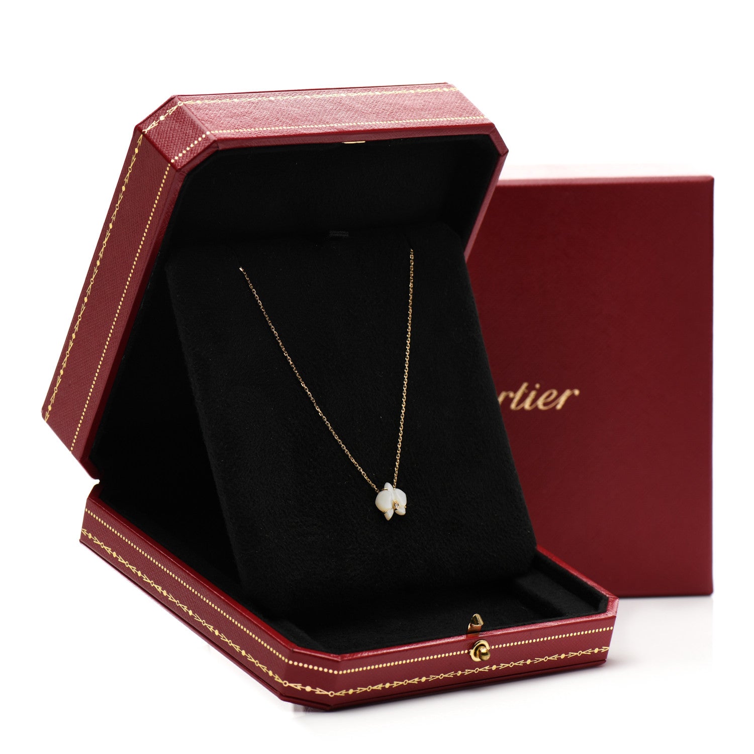 Cartier 18K Yellow Gold Mother Of Pearl Diamond Caresse D'Orchidees Par Cartier Necklace 5 of 5