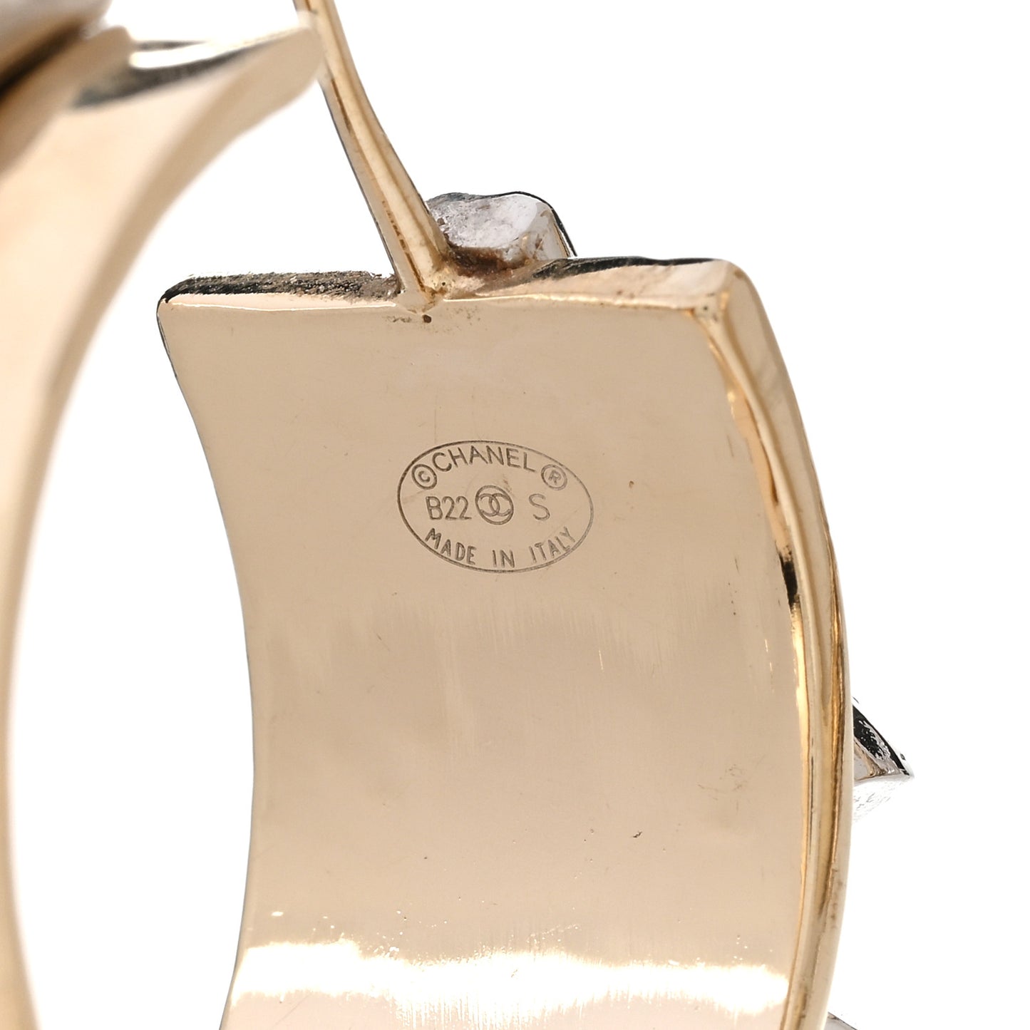Metal Crystal CC Hoop Earrings Gold Silver