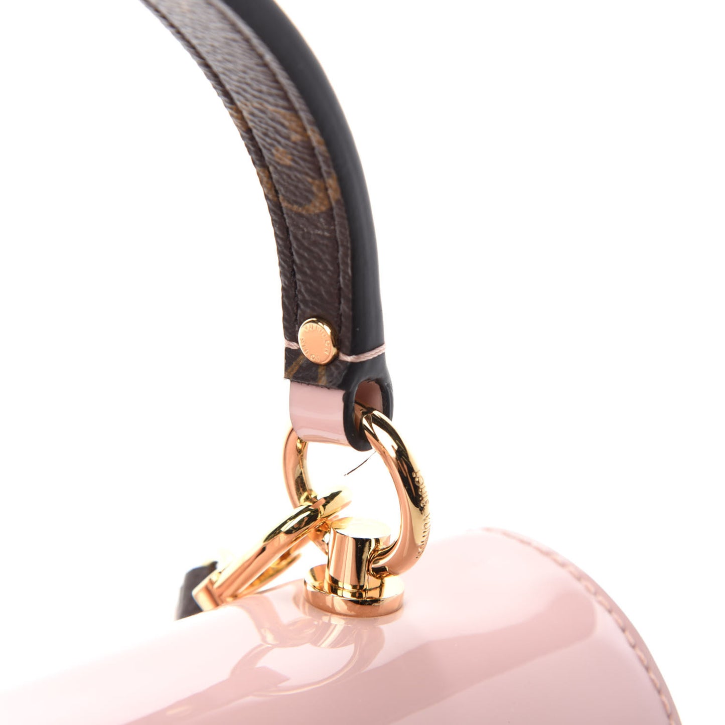 Patent Calfskin Monogram Cherrywood PM Rose Ballerine