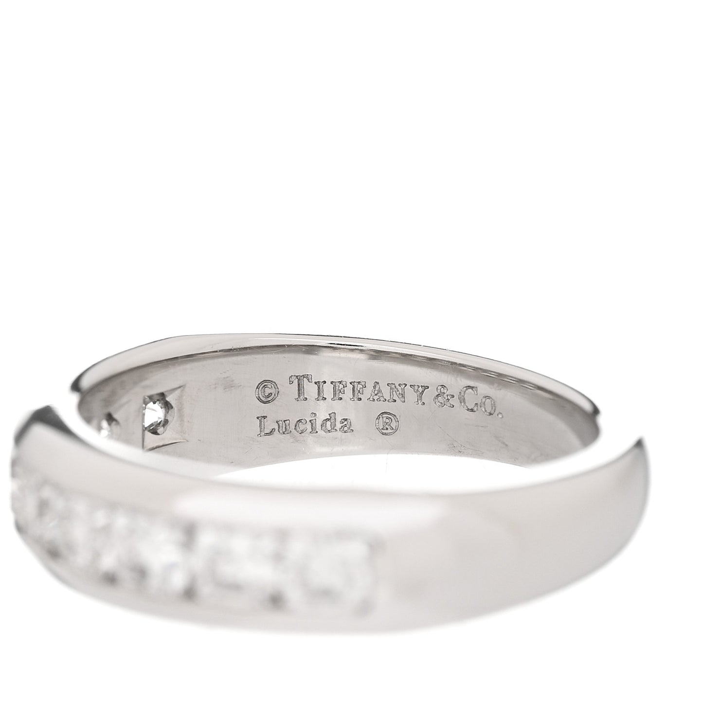 Platinum Diamond Princess Lucida Half Circle Wedding Band Ring 50 5.5