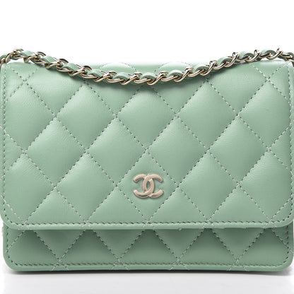Chanel Lambskin Quilted Mini Wallet On Chain WOC Green 8 of 11