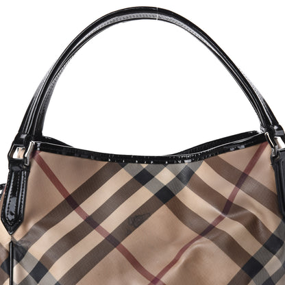 Burberry Patent Nova Check Small Bilmore Tote Black 20 of 20