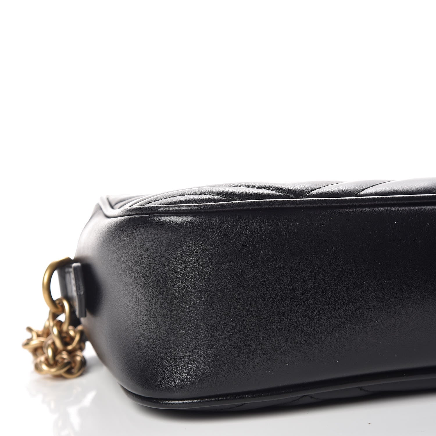 Gucci Calfskin Matelasse Small GG Marmont Chain Shoulder Bag Black 9 of 10