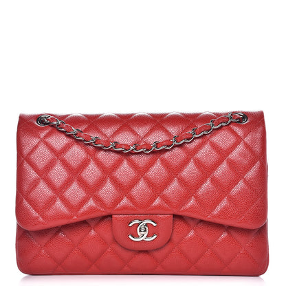 Chanel Caviar Quilted Jumbo Double Flap Red 1 of 10