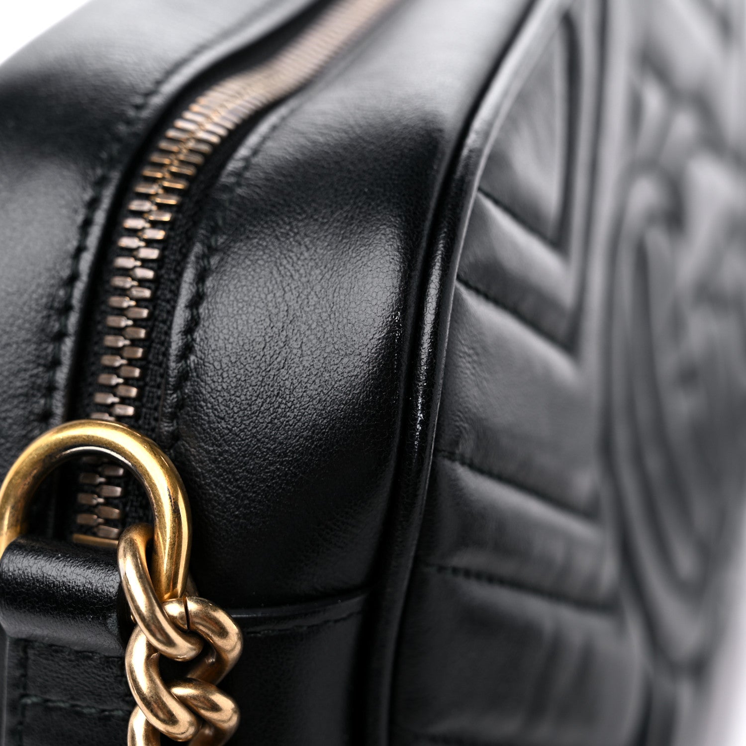 Gucci Calfskin Matelasse Small GG Marmont Chain Shoulder Bag Black 15 of 15