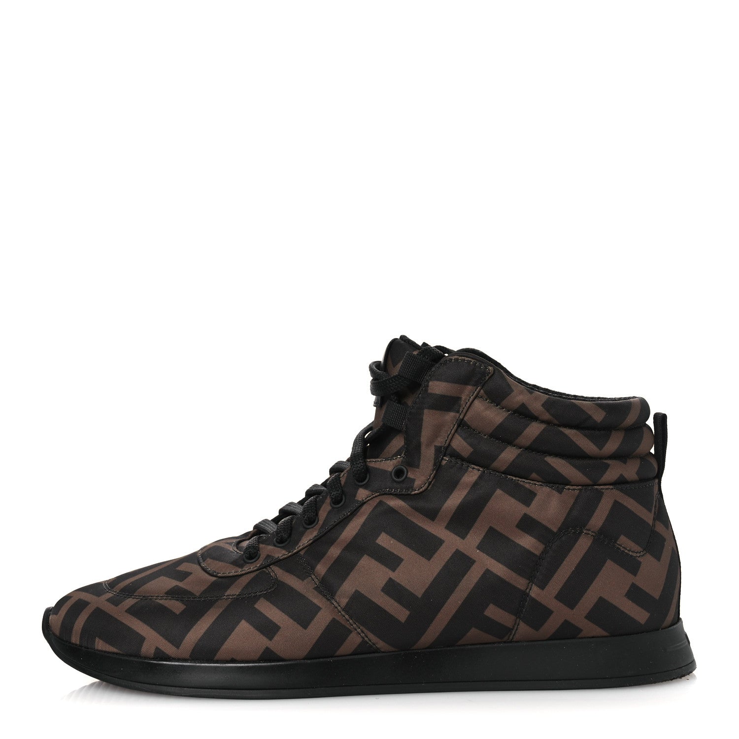 Fendi Nylon FF Reloaded High Top Sneakers 41 Tobacco Black 1 of 10