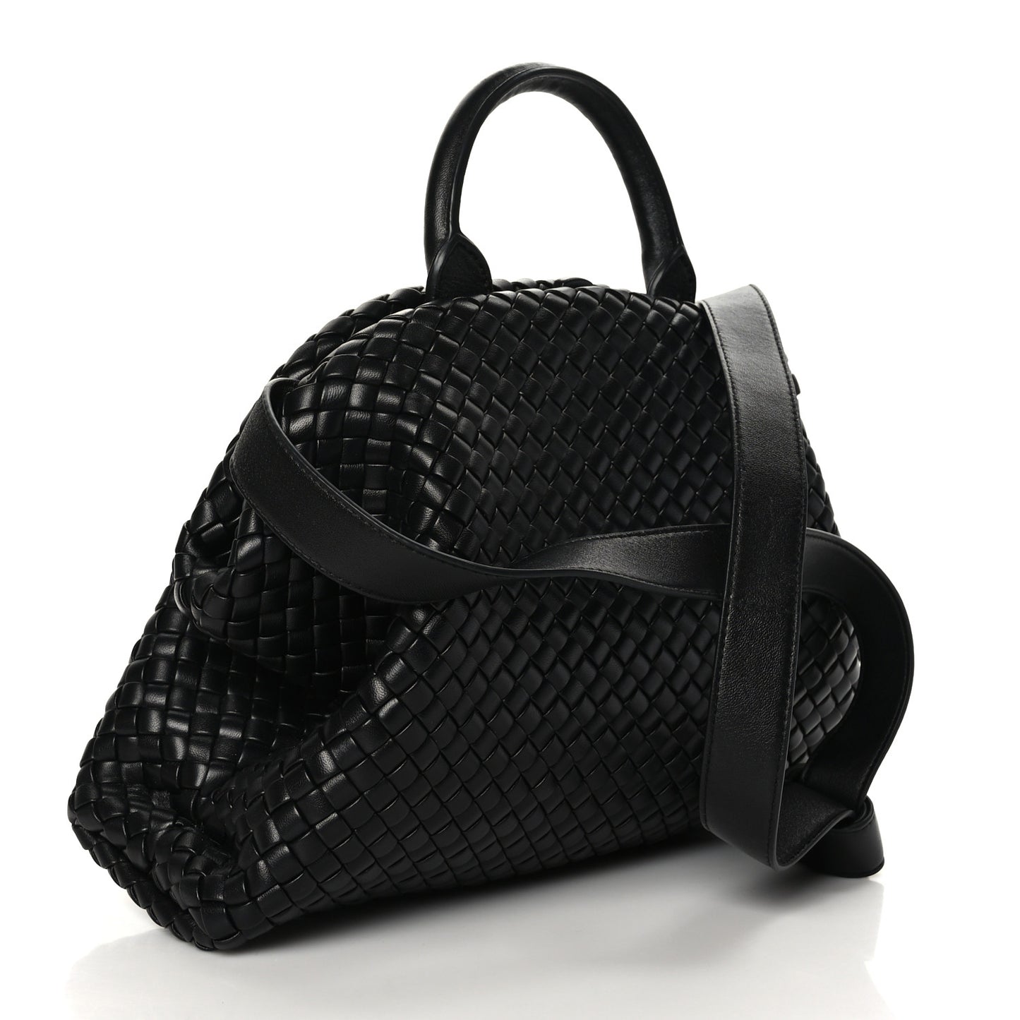 Nappa Intrecciato Medium Padded The Handle Tote Black
