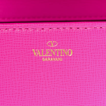 Valentino Garavani Grainy Calfskin Enamel Monochrome VLogo Stud Sign Shoulder Bag Pink PP 6 of 9