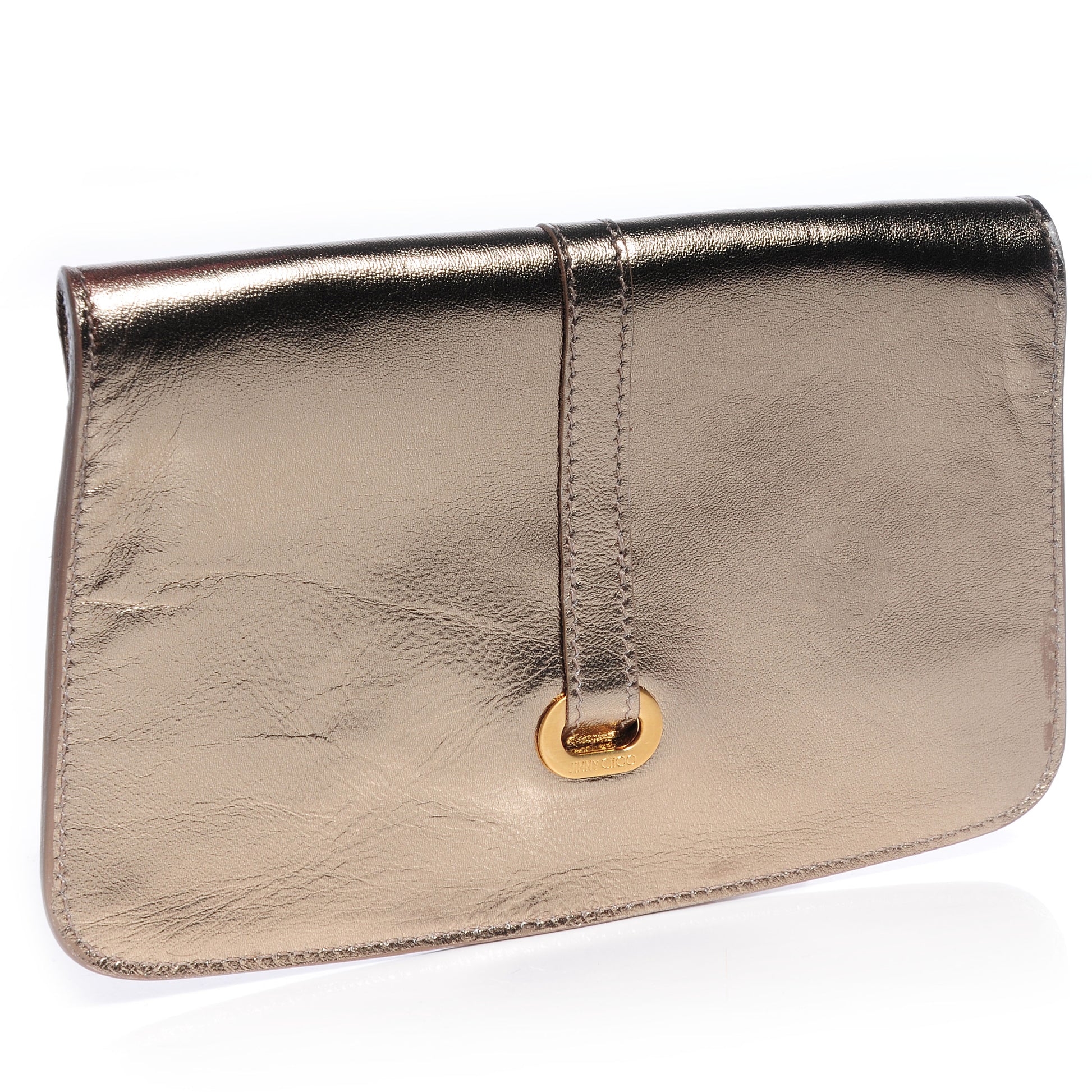Jimmy Choo Leather Clutch Bag Metallic Gold 3 of 8