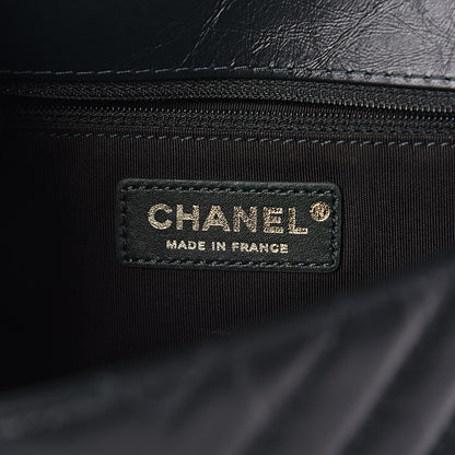 Chanel Calfskin Chevron Quilted Top Handle Flap Green 6 of 11