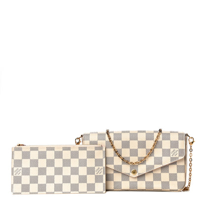 Louis Vuitton Damier Azur Pochette Felicie Chain Wallet Rose Ballerine 1 of 18