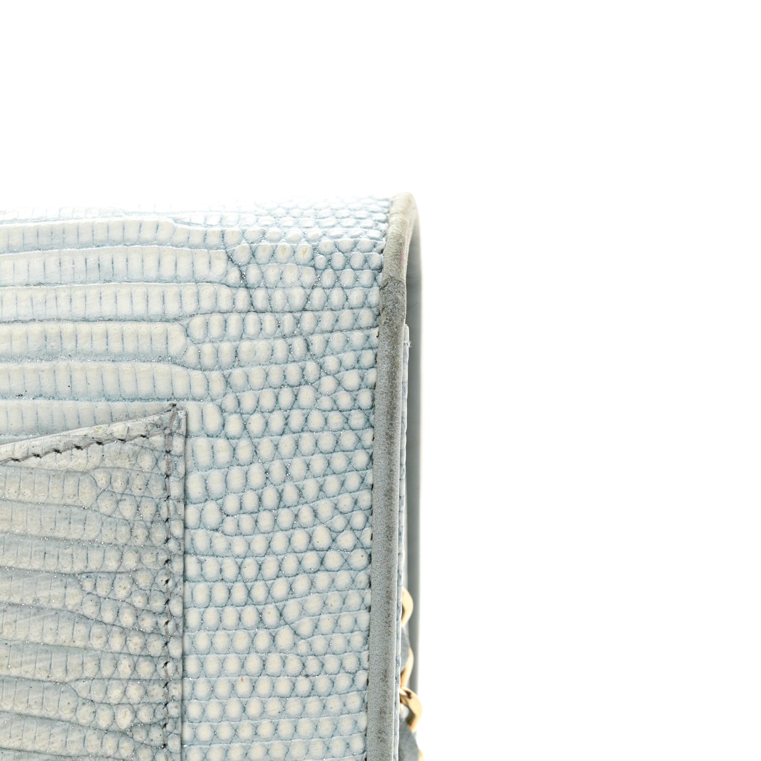 Chanel Lizard Wallet on Chain WOC Light Grey 16 of 19