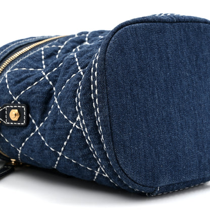 Chanel Denim Quilted Denim Trip Vanity Cosmetic Case Blue 10 of 10
