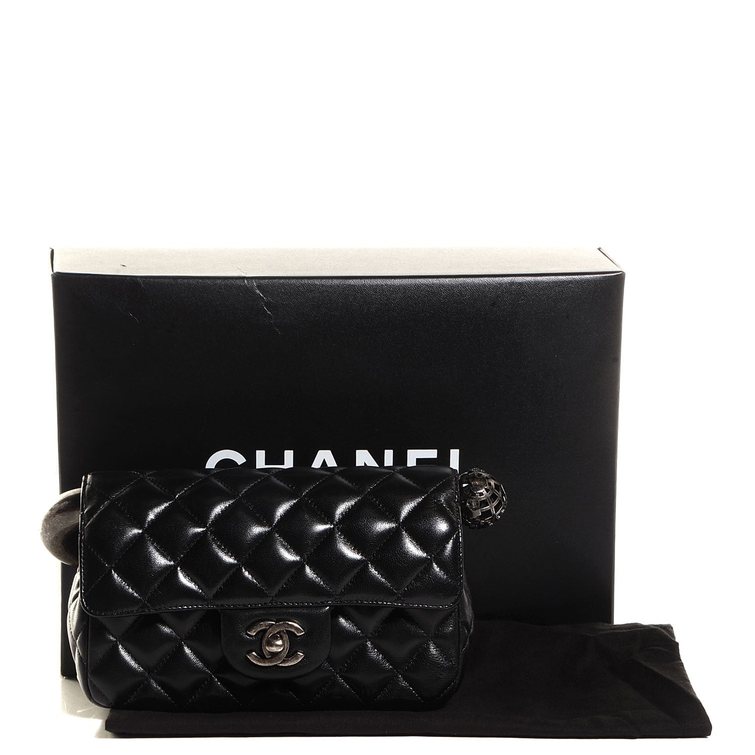 Chanel Lambskin Quilted Mini Around the World Flap Black 10 of 10