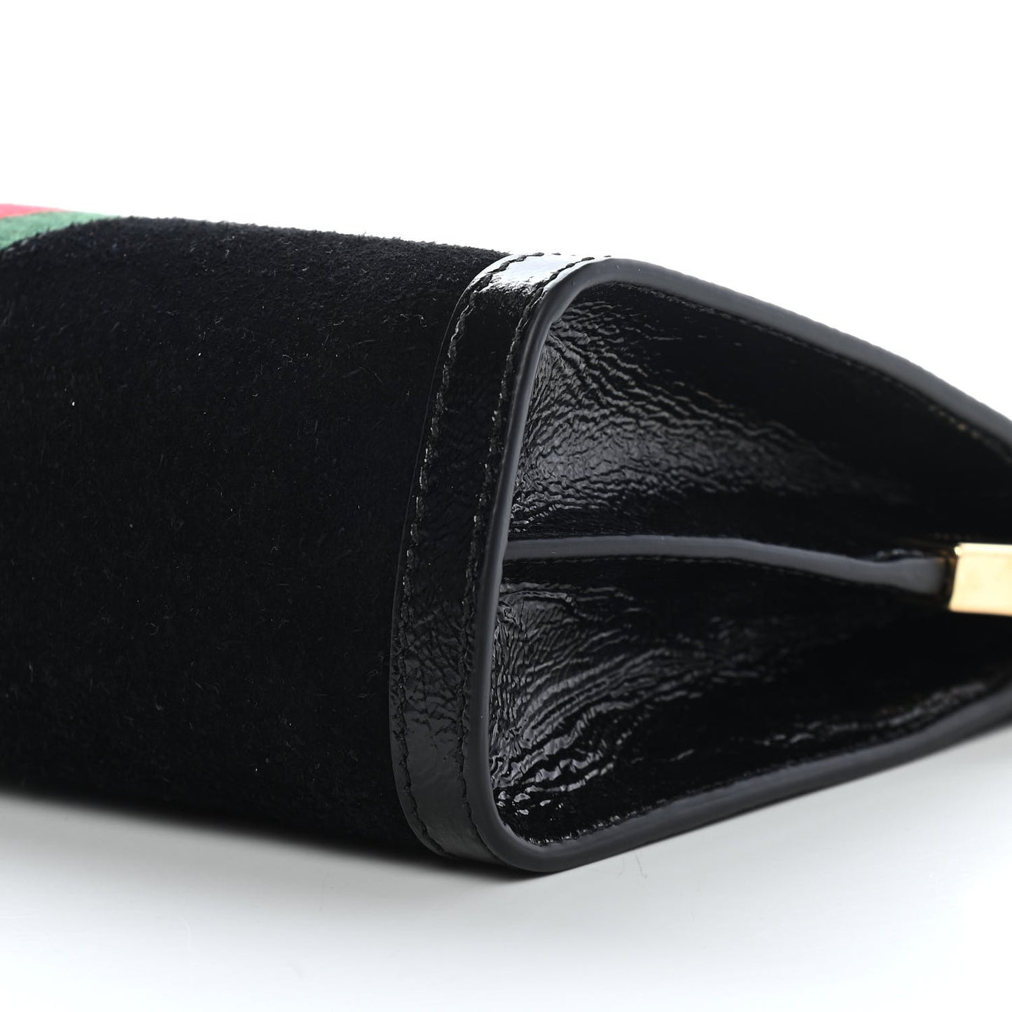 Suede Patent GG Web Small Ophidia Chain Shoulder Bag Black