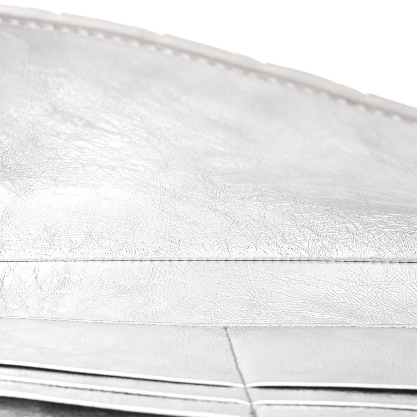 Metallic Nappa Intrecciato Long Andiamo Top Handle Silver