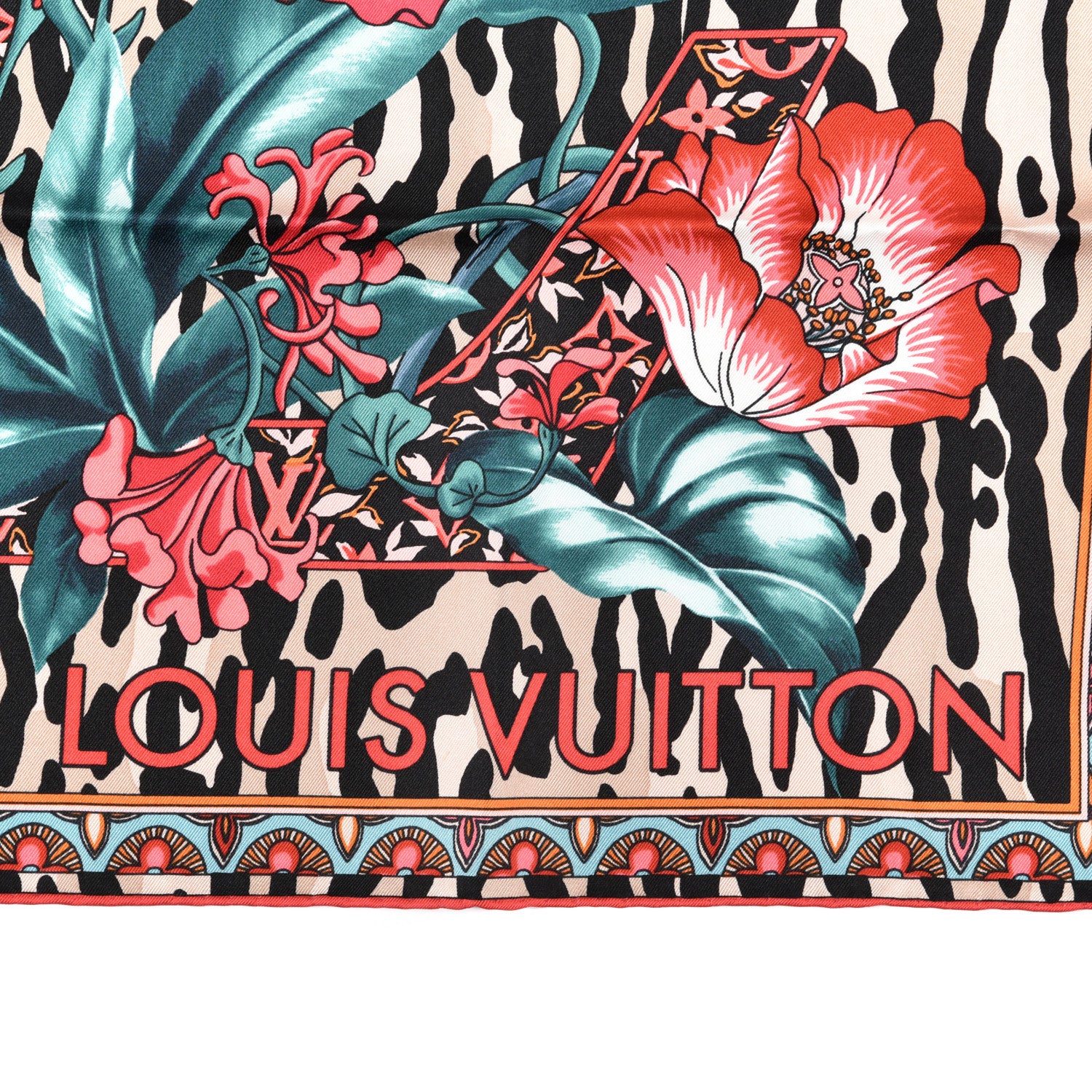 Louis Vuitton Silk Jungle Fever Scarf Beige 2 of 3