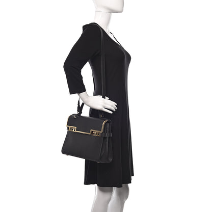 Delvaux Grained Calfskin MM Metal Frame Tempete Satchel Black 2 of 10