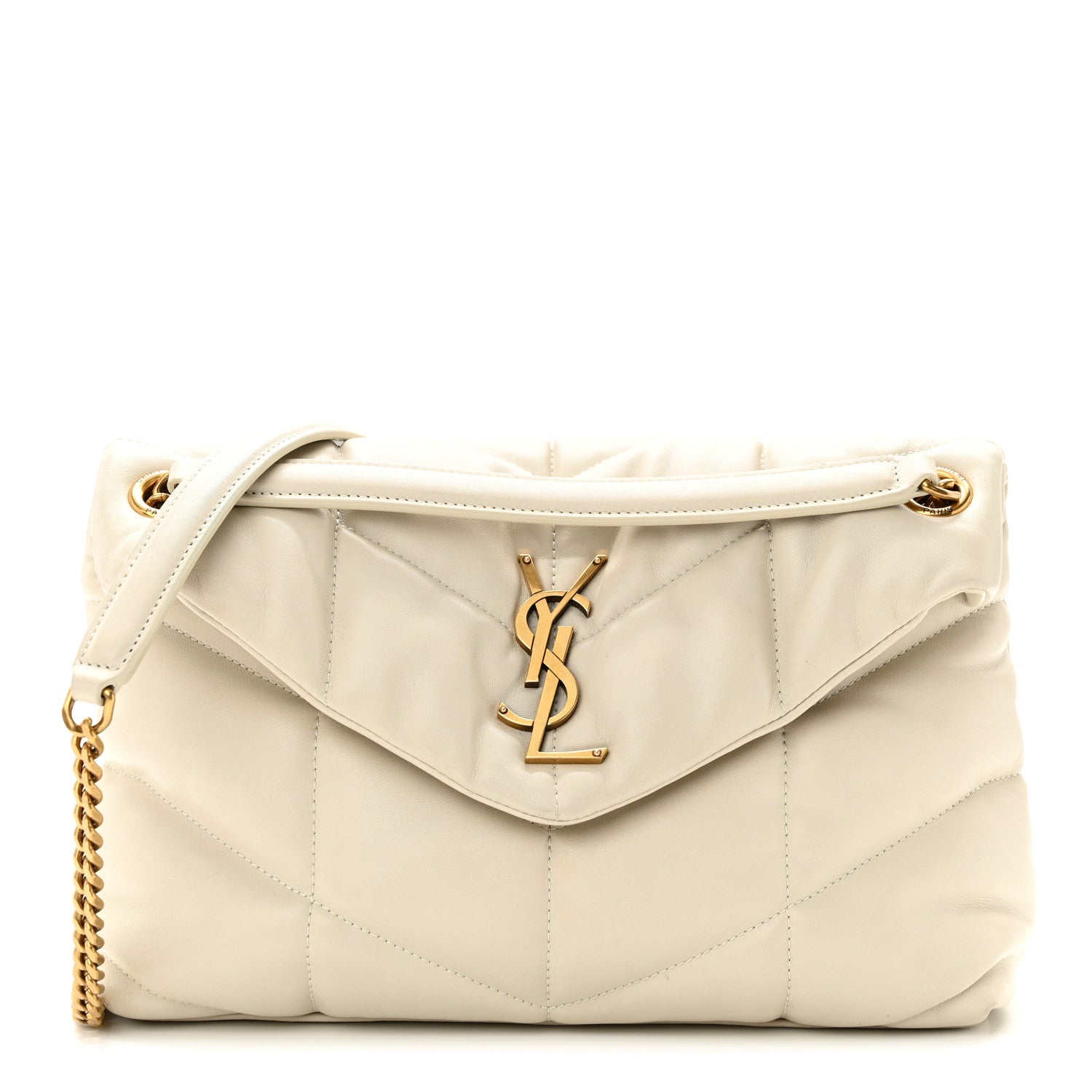 Saint Laurent Lambskin Quilted Small Loulou Puffer Monogram Chain Satchel Crema Soft 1 of 10