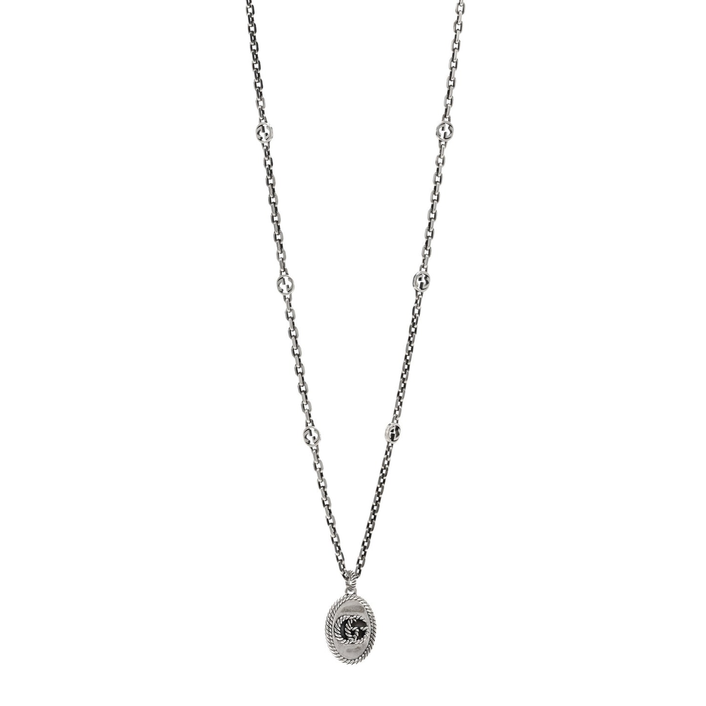 Sterling Silver GG Marmont Double G Pendant Necklace