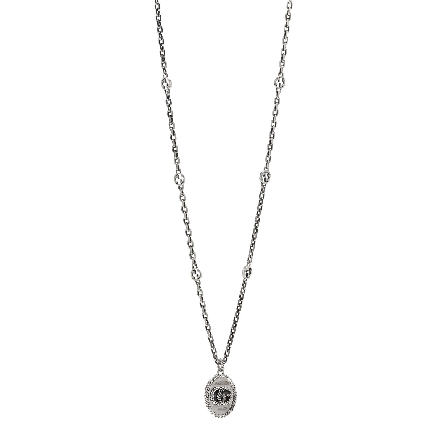 Gucci Sterling Silver GG Marmont Double G Pendant Necklace 1 of 4
