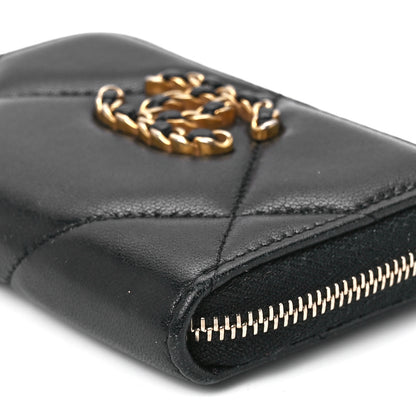 Chanel Lambskin Quilted Chanel 19 Zip Around Coin Purse Wallet Black 11 of 11