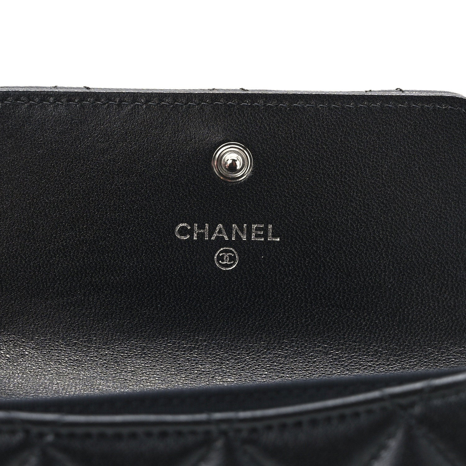 Chanel Lambskin Quilted Flap Baguette Crystal Card Holder Wallet Black 6 of 7