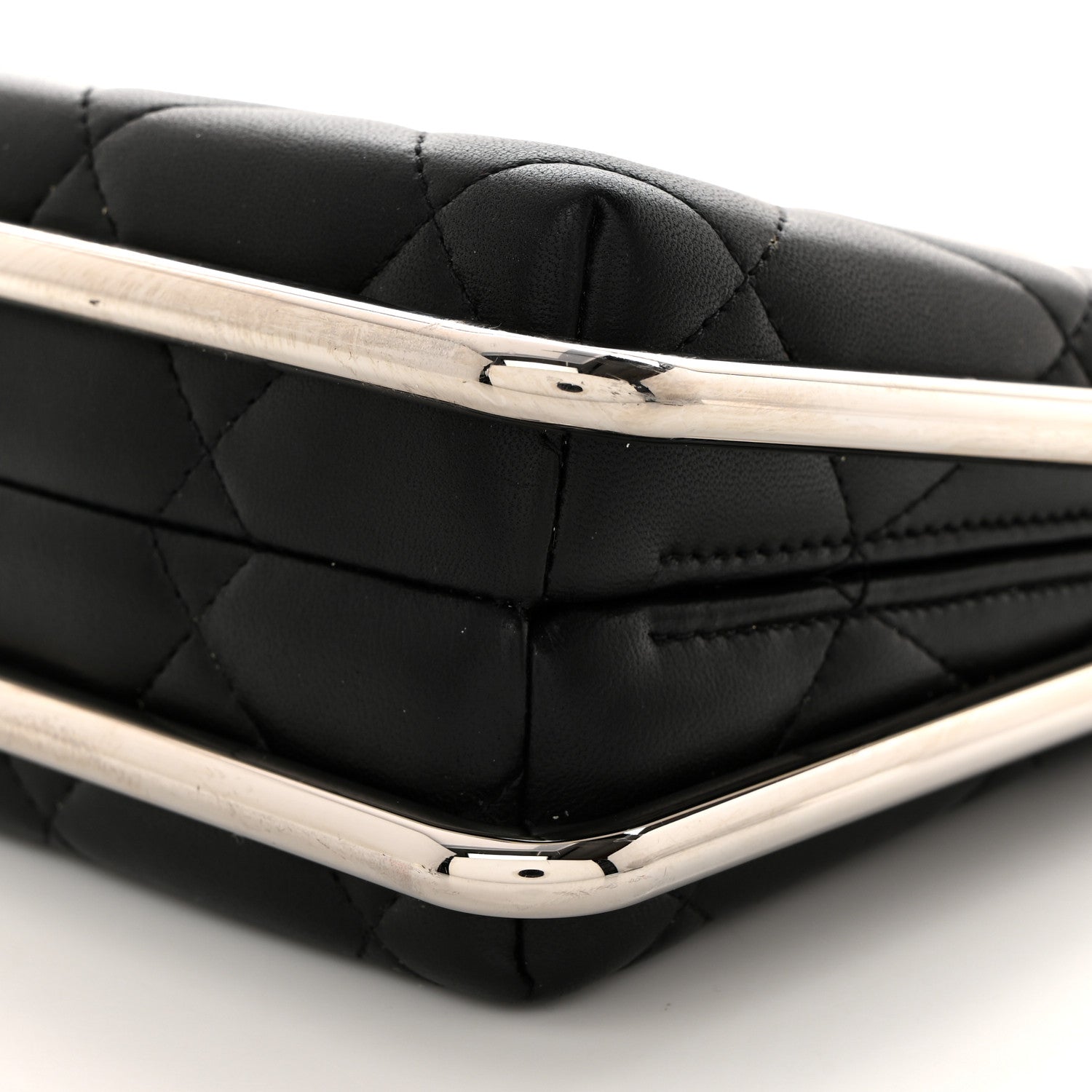 Chanel Quilted Lambskin Metal Bar Clutch Bag Black 9 of 11