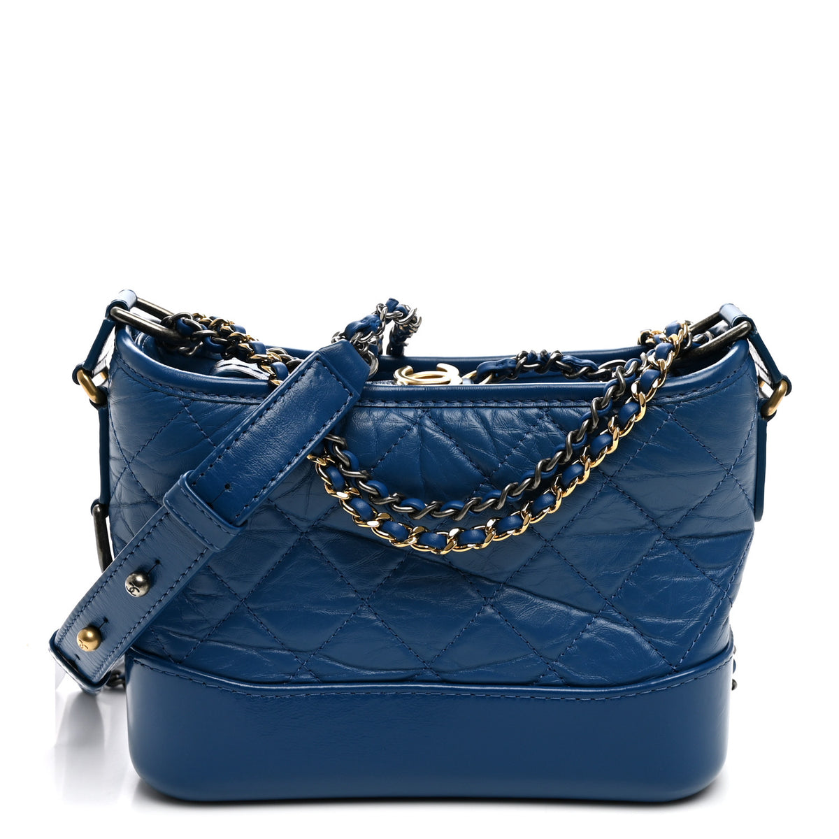 Chanel Aged Calfskin Quilted Small Gabrielle Hobo Blue 1 of 10