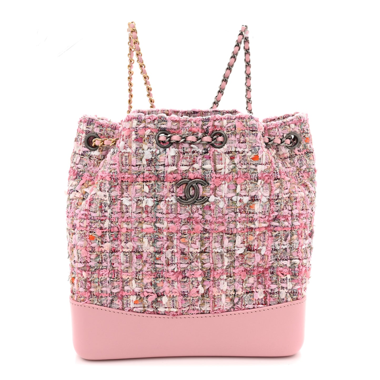 Tweed Calfskin Quilted Gabrielle Backpack Pink