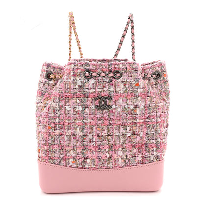 Chanel Tweed Calfskin Quilted Gabrielle Backpack Pink 1 of 11