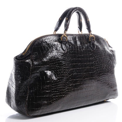 Miu Miu Patent Crocodile Embossed Saint Cocco Lux Bowler Moro 3 of 11