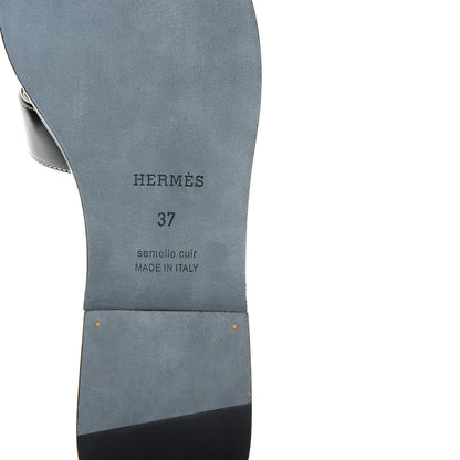 Hermes Box Calfskin Oran Sandals 37 Black 9 of 11