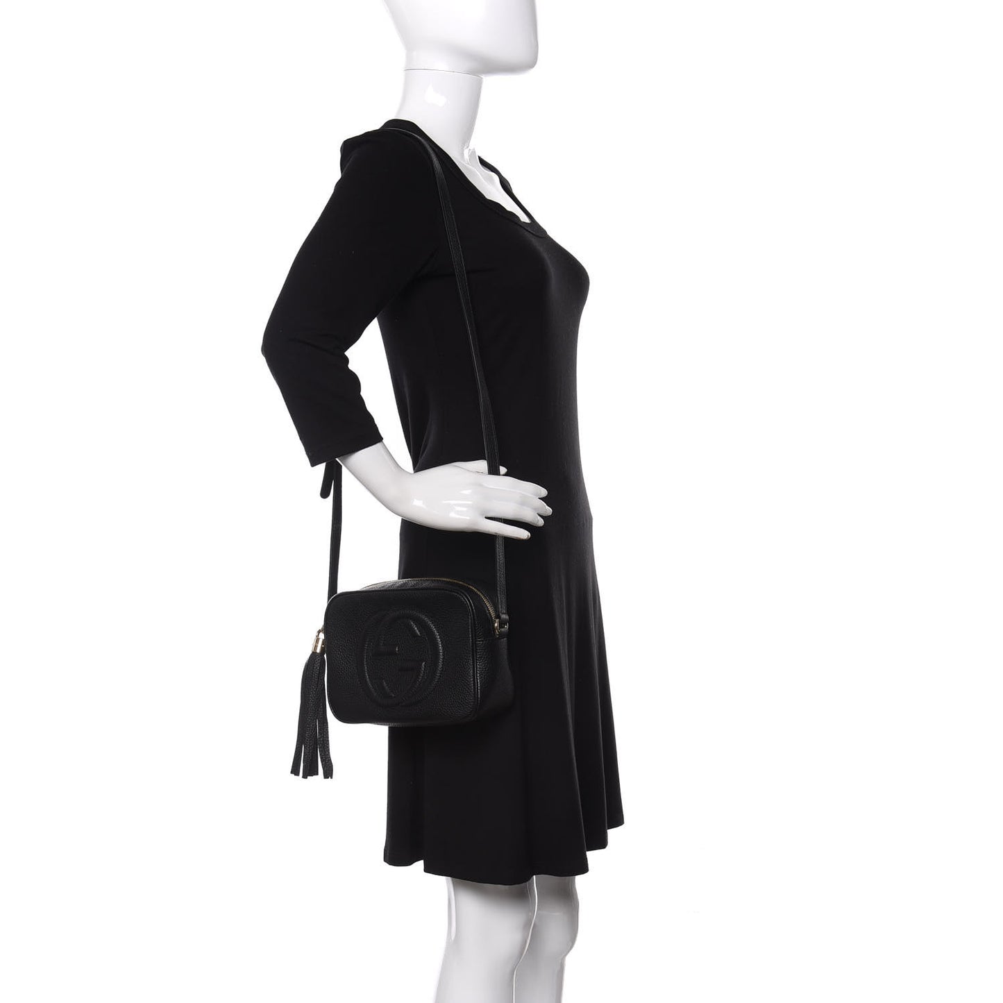 Pebbled Calfskin Small Soho Disco Bag Black